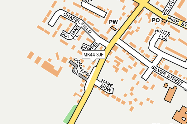 MK44 3JF map - OS OpenMap – Local (Ordnance Survey)