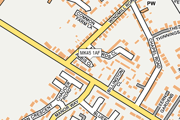 MK45 1AF map - OS OpenMap – Local (Ordnance Survey)