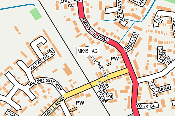 MK45 1AG map - OS OpenMap – Local (Ordnance Survey)