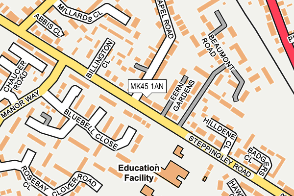 MK45 1AN map - OS OpenMap – Local (Ordnance Survey)