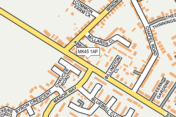 MK45 1AP map - OS OpenMap – Local (Ordnance Survey)