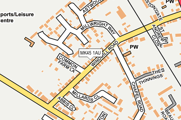 MK45 1AU map - OS OpenMap – Local (Ordnance Survey)