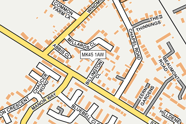 MK45 1AW map - OS OpenMap – Local (Ordnance Survey)