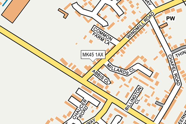 MK45 1AX map - OS OpenMap – Local (Ordnance Survey)