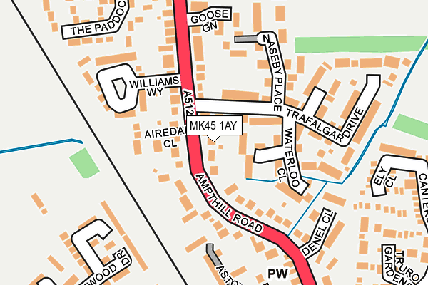 MK45 1AY map - OS OpenMap – Local (Ordnance Survey)