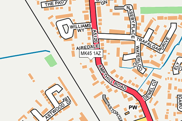 MK45 1AZ map - OS OpenMap – Local (Ordnance Survey)