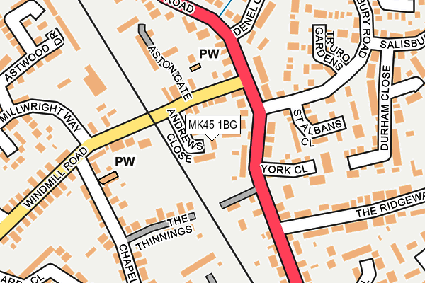 MK45 1BG map - OS OpenMap – Local (Ordnance Survey)