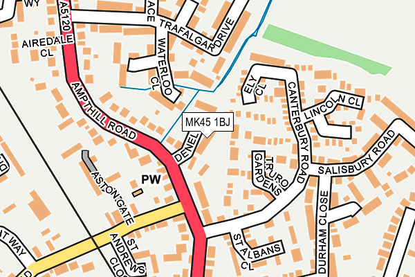 MK45 1BJ map - OS OpenMap – Local (Ordnance Survey)