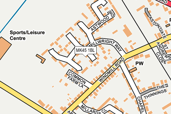MK45 1BL map - OS OpenMap – Local (Ordnance Survey)