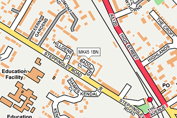MK45 1BN map - OS OpenMap – Local (Ordnance Survey)