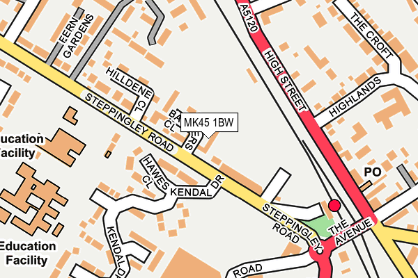 MK45 1BW map - OS OpenMap – Local (Ordnance Survey)