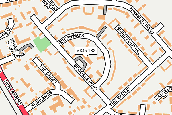 MK45 1BX map - OS OpenMap – Local (Ordnance Survey)