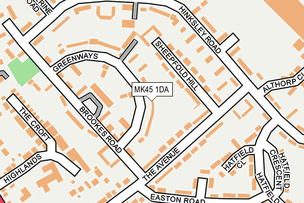 MK45 1DA map - OS OpenMap – Local (Ordnance Survey)