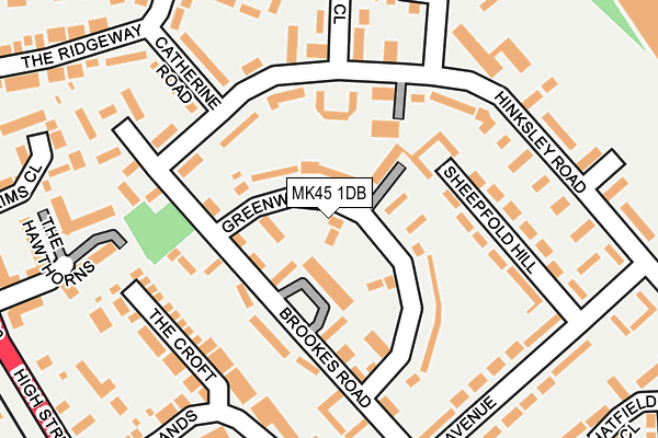 MK45 1DB map - OS OpenMap – Local (Ordnance Survey)