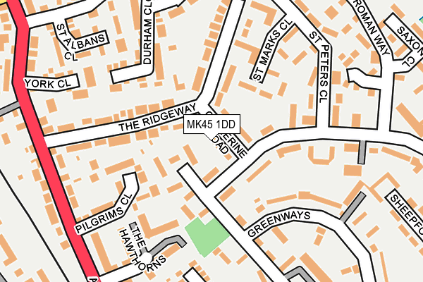 MK45 1DD map - OS OpenMap – Local (Ordnance Survey)