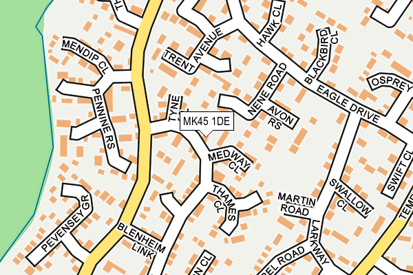 MK45 1DE map - OS OpenMap – Local (Ordnance Survey)