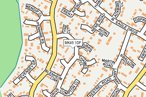 MK45 1DF map - OS OpenMap – Local (Ordnance Survey)