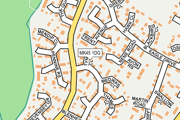 MK45 1DG map - OS OpenMap – Local (Ordnance Survey)