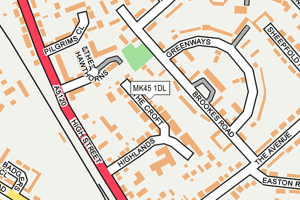 MK45 1DL map - OS OpenMap – Local (Ordnance Survey)