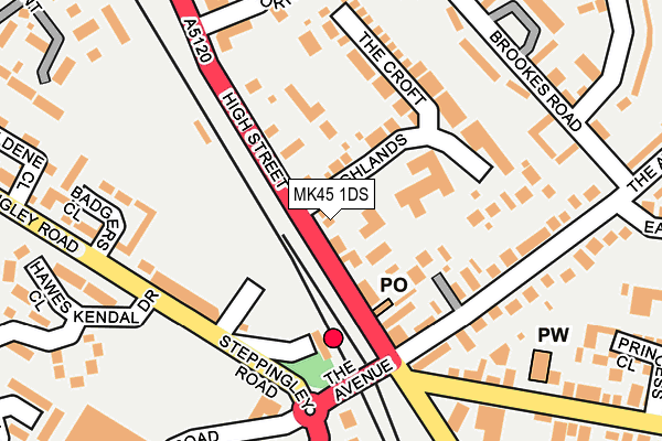 MK45 1DS map - OS OpenMap – Local (Ordnance Survey)