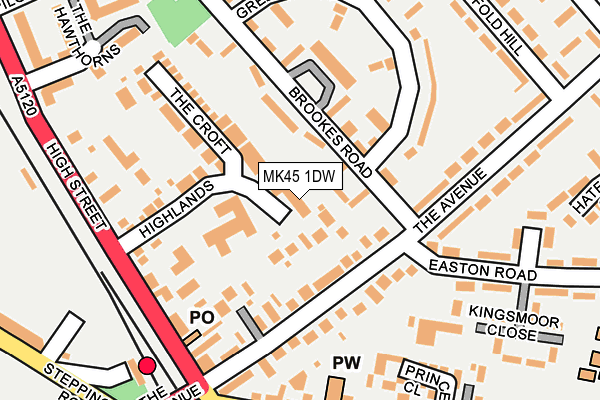MK45 1DW map - OS OpenMap – Local (Ordnance Survey)
