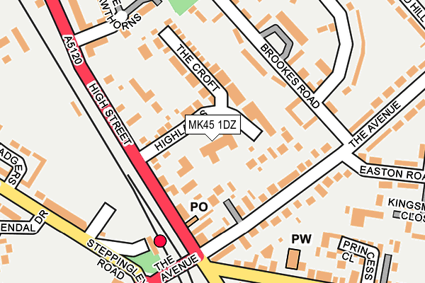 MK45 1DZ map - OS OpenMap – Local (Ordnance Survey)