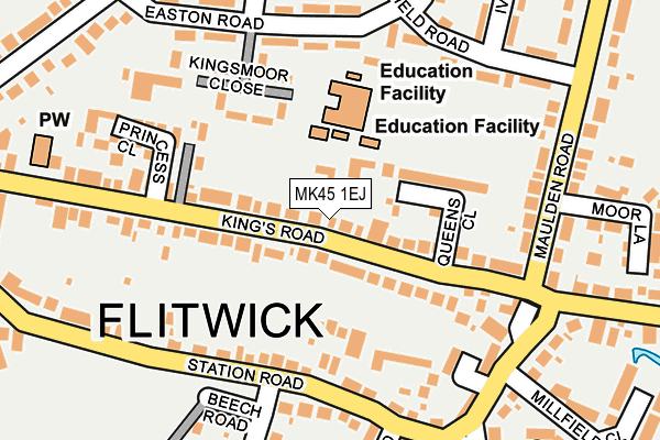 MK45 1EJ map - OS OpenMap – Local (Ordnance Survey)