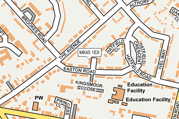 MK45 1EX map - OS OpenMap – Local (Ordnance Survey)