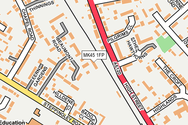 MK45 1FP map - OS OpenMap – Local (Ordnance Survey)