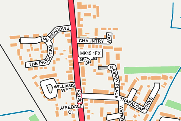 MK45 1FX map - OS OpenMap – Local (Ordnance Survey)