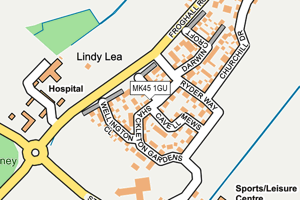 MK45 1GU map - OS OpenMap – Local (Ordnance Survey)