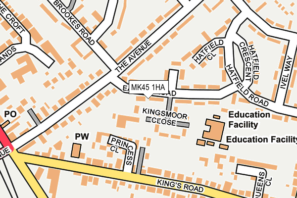 MK45 1HA map - OS OpenMap – Local (Ordnance Survey)