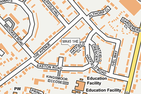 MK45 1HE map - OS OpenMap – Local (Ordnance Survey)