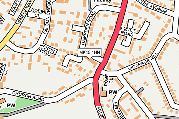 MK45 1HN map - OS OpenMap – Local (Ordnance Survey)