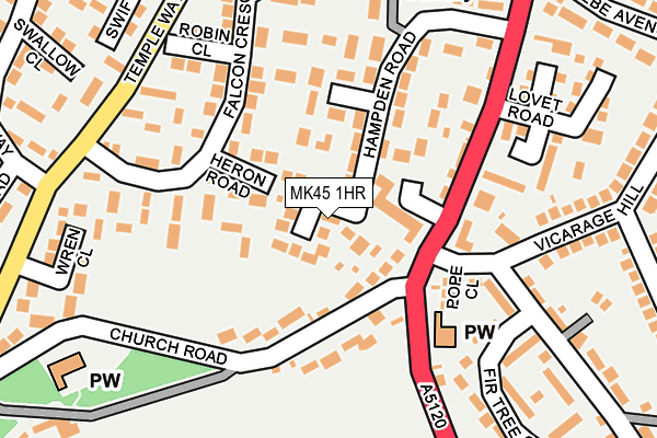 MK45 1HR map - OS OpenMap – Local (Ordnance Survey)