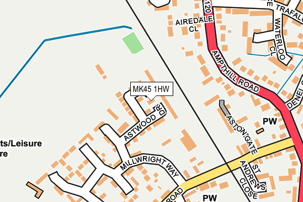 MK45 1HW map - OS OpenMap – Local (Ordnance Survey)