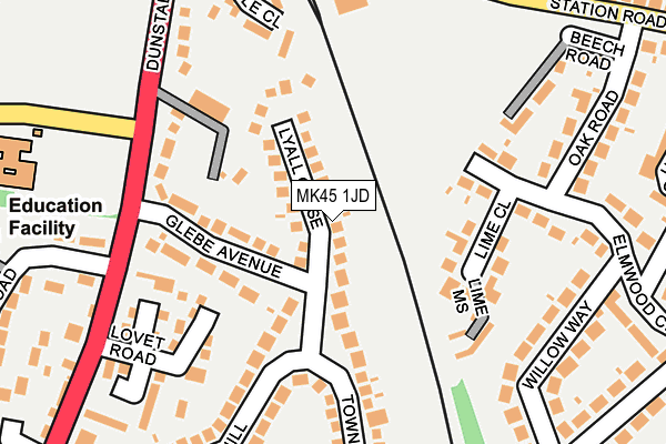 MK45 1JD map - OS OpenMap – Local (Ordnance Survey)