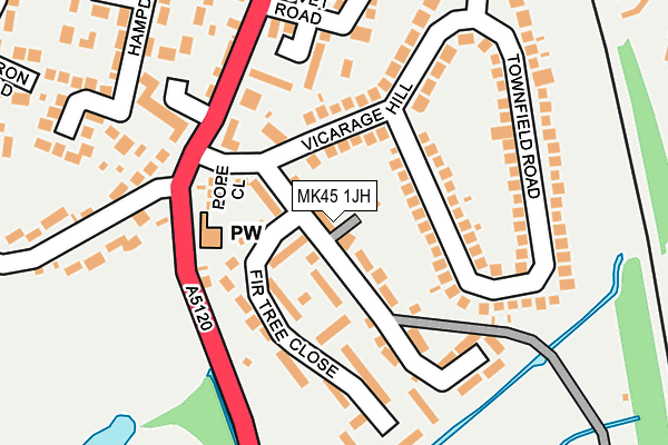MK45 1JH map - OS OpenMap – Local (Ordnance Survey)