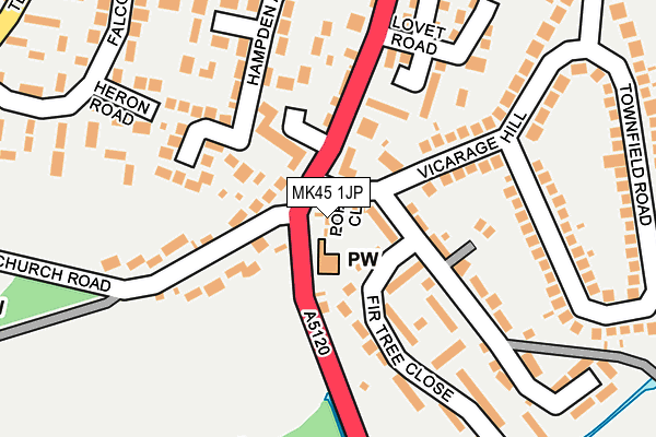 MK45 1JP map - OS OpenMap – Local (Ordnance Survey)