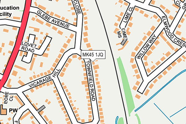 MK45 1JQ map - OS OpenMap – Local (Ordnance Survey)