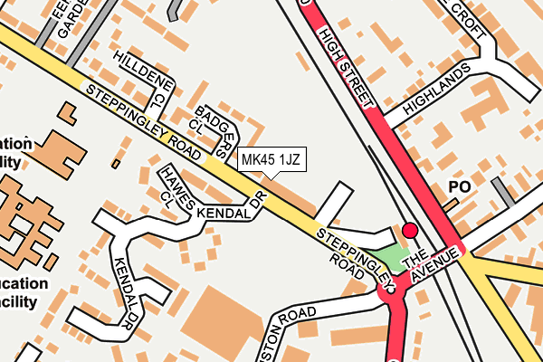 MK45 1JZ map - OS OpenMap – Local (Ordnance Survey)