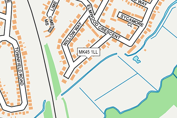 MK45 1LL map - OS OpenMap – Local (Ordnance Survey)