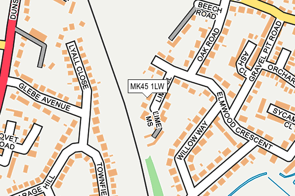 MK45 1LW map - OS OpenMap – Local (Ordnance Survey)