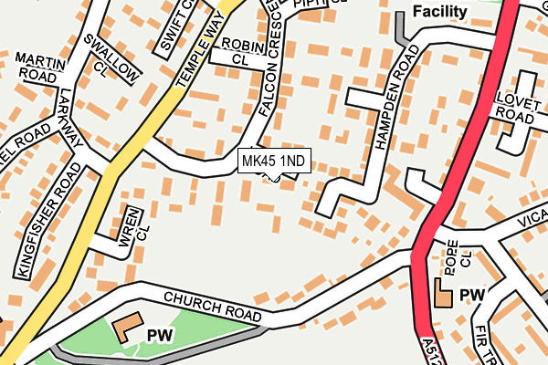 MK45 1ND map - OS OpenMap – Local (Ordnance Survey)