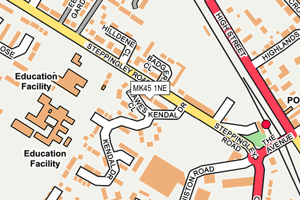 MK45 1NE map - OS OpenMap – Local (Ordnance Survey)