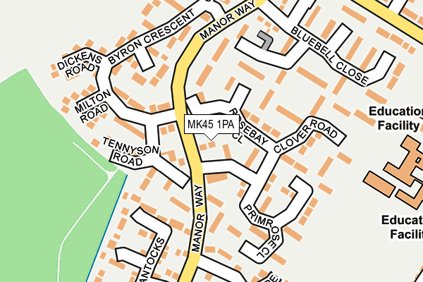 MK45 1PA map - OS OpenMap – Local (Ordnance Survey)