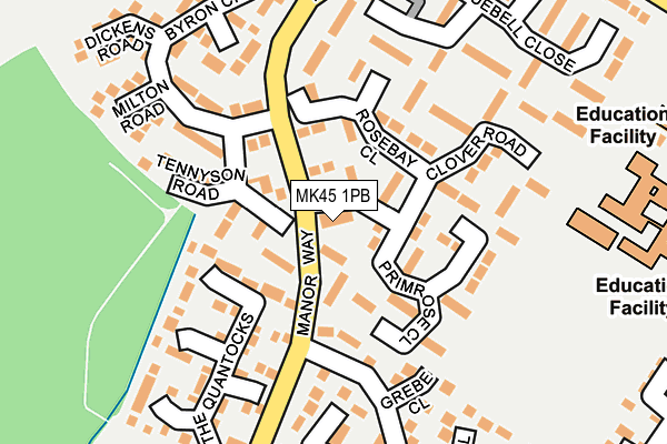 MK45 1PB map - OS OpenMap – Local (Ordnance Survey)