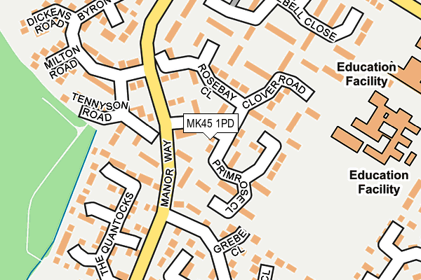 MK45 1PD map - OS OpenMap – Local (Ordnance Survey)