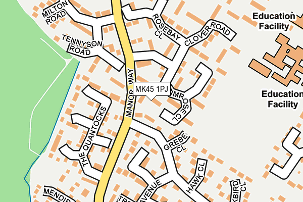 MK45 1PJ map - OS OpenMap – Local (Ordnance Survey)