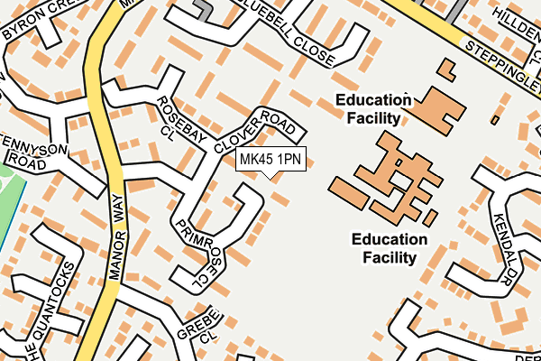 MK45 1PN map - OS OpenMap – Local (Ordnance Survey)